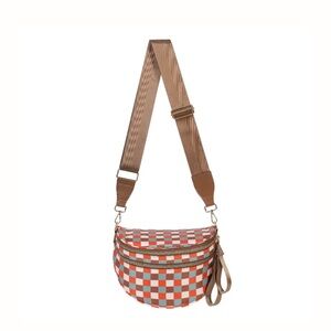 Checkered Nylon Crossbody Bag